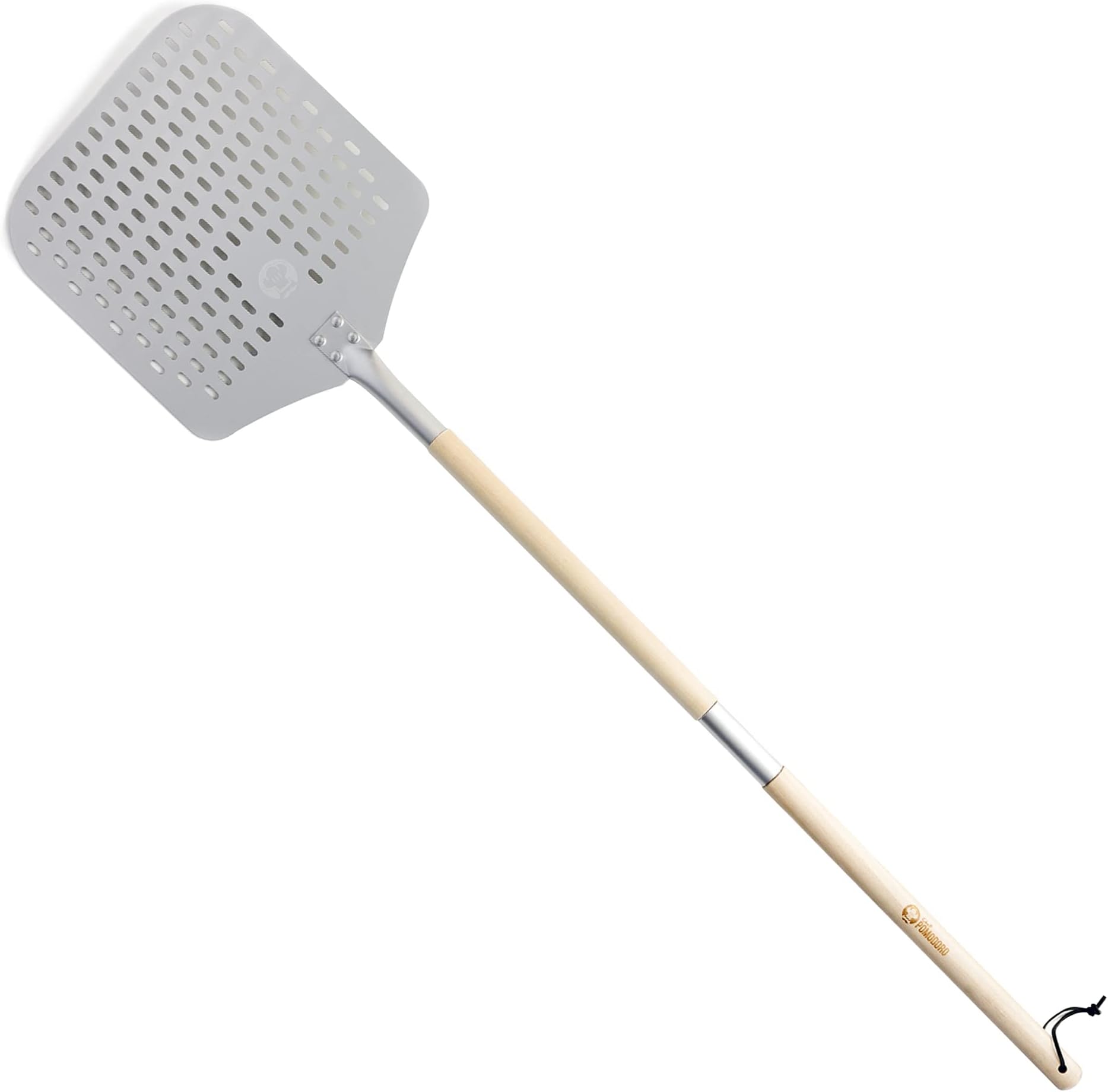Aluminum Metal Pizza Peel, 12 x 14-Inch, with Detachable Wood 47-Inch Handle for Easy Storage, Gourmet Luxury Pizza Paddle for Baking Homemade Pizza Bread