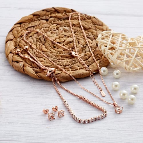 Philip Jones Rose Gold Plated Solitaire Friendship Slider Set Created with Zircondia® Crystals - Image 3