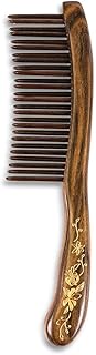 TAN MUJIANG Wooden Hair Comb Wide-tooth Inserted Teeth for Women Curly Hair (CQCGB0302)