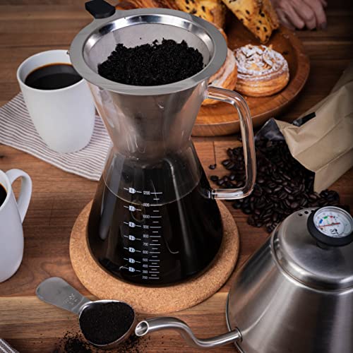 Image of London Sip Glass Pour Over Coffee Carafe Coffee Maker with Reusable Stainless Steel Filter, Ergonomic Handle, and Easy-Pour Spout, 8-Cup (1200 mL)