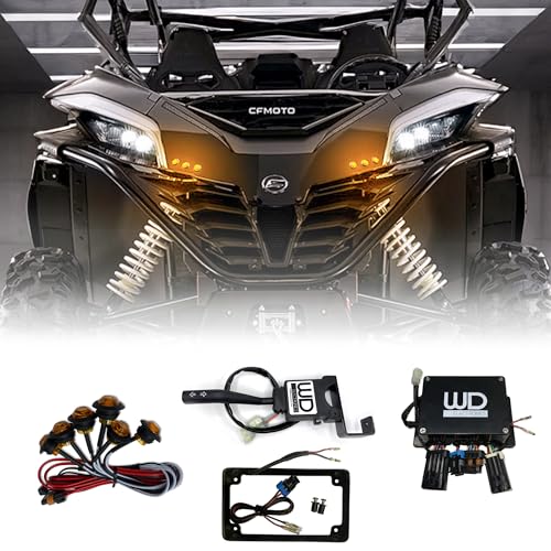 WD Electronics Amber LED Integrated Street Legal Turn Signal Kit, 6 Round 3/4 Inch LEDs, Compatible with CFMoto ZFORCE 950 H.O Model, with Switch