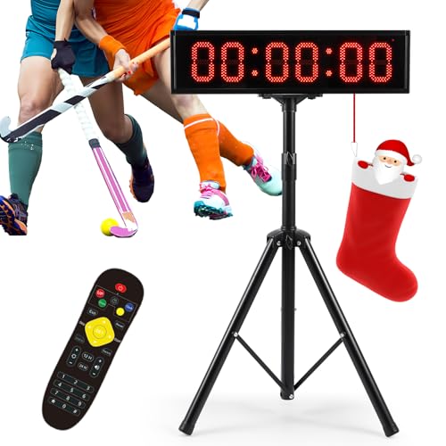 Flyrivergo 6.4FT High LED Large Timer 30" Race Clock with Tripod Cordless Countdown/up Clock Stopwatch with IR Remote Control for Sports Race, Running Events, Marathon