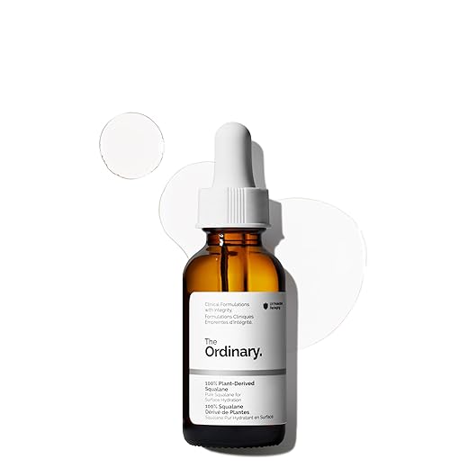 The Ordinary 100% Plant-Derived Squalane, for Skin and Hair, Lightweight Hydration, and Moisture Barrier Support, 1 Fl Oz