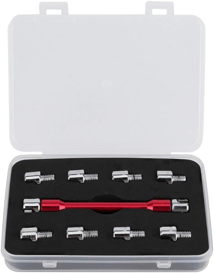 10-Piece Adjusting Spoke Tension Motorcycle Spoke Wrench Set With Hardened Tips Compatible With Most Motorbikes(Red)