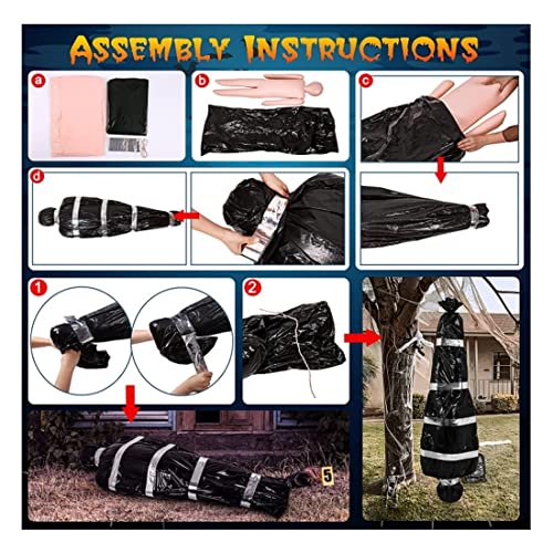 Aybal Scary Fake Corpse Halloween Decorations, Hanging Inflatable Hanging In A Bag Death Victim Props, Yard Outdoor Creepy Horror Crime Scene Graveyard Haunted House Spooky Party Decorations #TOP1