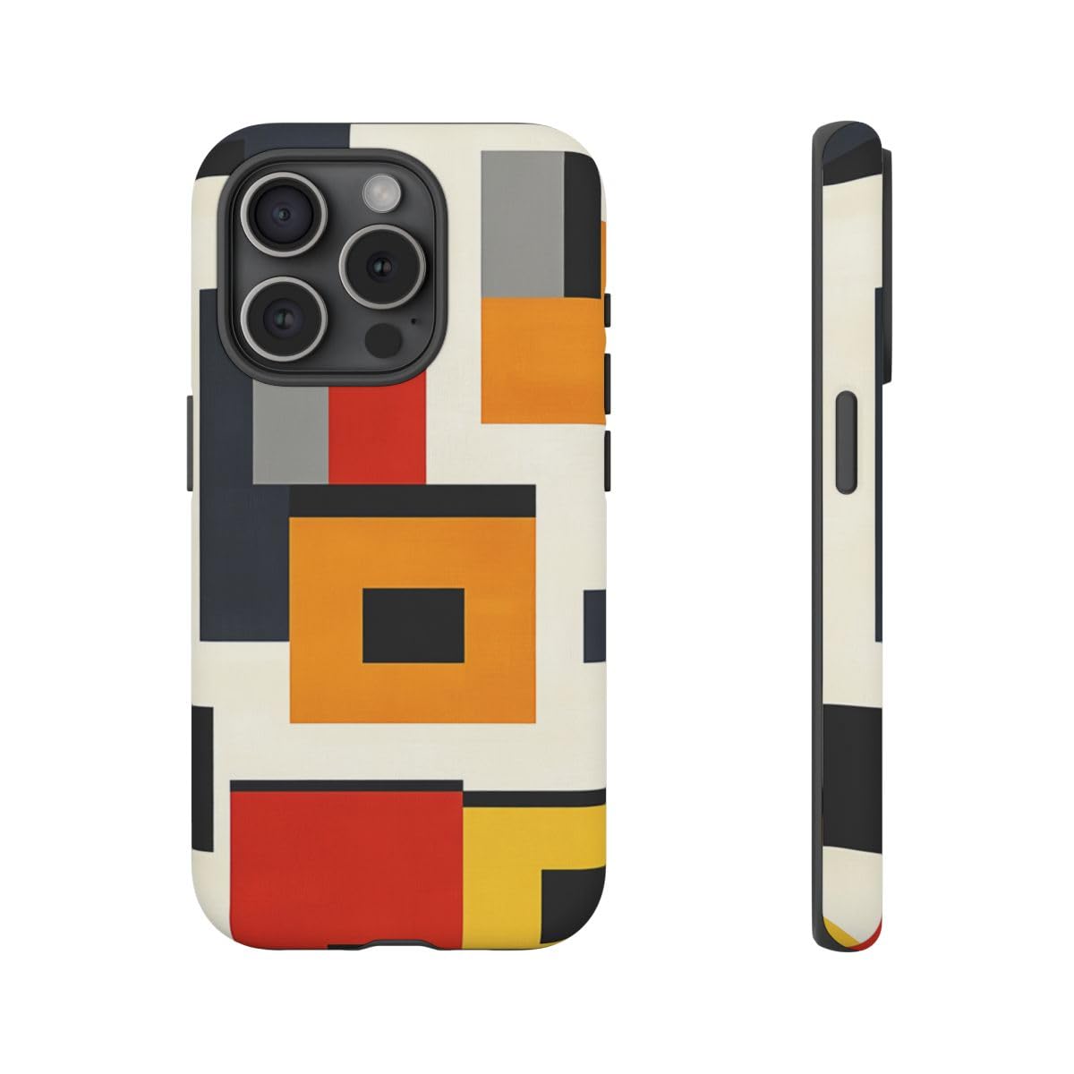 Coque rigide mate iPhone 15 Pro design blocs de couleurs géométriques - 4
