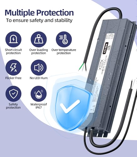 Image of Dimmable LED Driver, 12V 80W Triac Dimmable Power Supply, AC to DC Low Voltage Transformer, Compatible with Lutron and Leviton Dimmers, Waterproof IP67,Smooth Flicker Free Dimming for LED Strip Lights