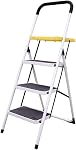 Stanz (TM) 3 Large Steps Steel Ladder with Tool Tray and Hand Grip, Three Steps Ladder 300 Pound Capacity