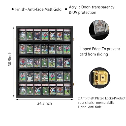 Sboitflmm 35 Graded Sports Card Display Case, Large Lockable Baseball Card Display Cabinet, with UV Protection Acrylic Door for Baseball Basketball Cards,Vertical by Sboitflmm - Image 3