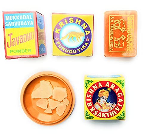 Pooja Pack of holy 5 Items-5 Divine Incense-Javadhu, Punugu, Aragaja, Gorojanam and Pachakalpooram