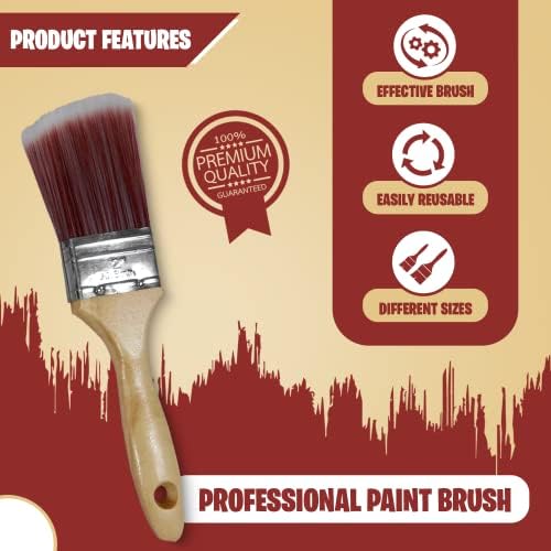 HEALUA Professional Paint Brush Set - Set of 6 Professional Paint Brushes Synthetic Paint Brushes - Perfect for Exterior or Interior Painting & Decorating