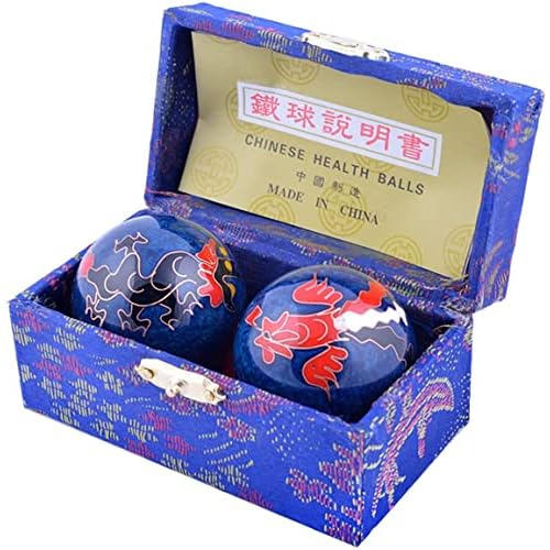 Feng Shui - Pelotas chinas de salud (azul con fénix y dragón) (3,8 cm)