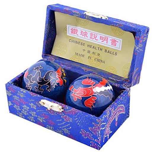 Feng Shui - Pelotas chinas de salud (azul con fénix y dragón) (3,8 cm)