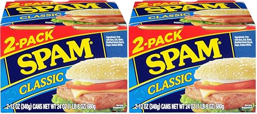 Image of SPAM Classic, 12 Ounce Can, Fully Cooked Pork, 0g Trans Fat, Low Carb, Keto-Friendly, Gluten Free, Easy Open SPAM Canned Meat, for Sandwiches & Breakfast, (Pack of 4)