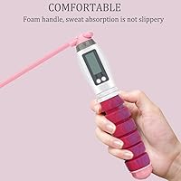 Vista 4 de Cuerda de saltar de entrenamiento con contador, cuerda de saltar ajustable de 9.85 pies con contador de calorías, cuerda de salto de ejercicio