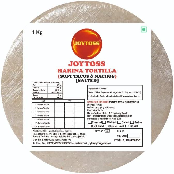 Harina Tortilla Wrap | Fresh Taste & Soft Texture l Best for Wraps, Tacos, Nachos & Rolls l Ready to Eat Healthy Food - Pack of 50 (SALTED)