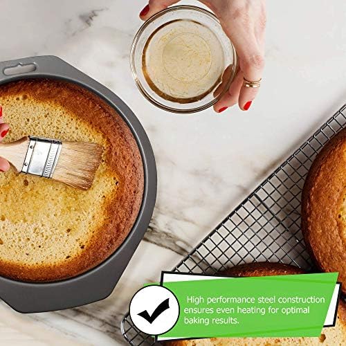 8" Round Victoria Sandwich Sponge Cake (2 Pack) Circular Black Carbon Fixed Base, Superior Baking Tins for Baking, Cakes, Pies and Tarts (20cm / 8 inches)