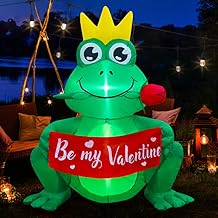 4 FT Inlflatable Valentines Day Decorations,Blow Up Frog Roses with LED Lights Outdoor Decor for Romantic Party,Wedding Anniversary, Home,Patio,Lawn Garden Yard Valentines Day Decor