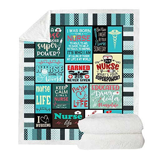 Nurse Gifts Soft Warm Nurse Gifts for Women Throw Blanket Gifts for Nurses Nurses Week Gifts Soft Fluffy Sherpa Warm Throw Blankets for Bed Office and Couch (H2 130cm x 150cm(51 x 59))