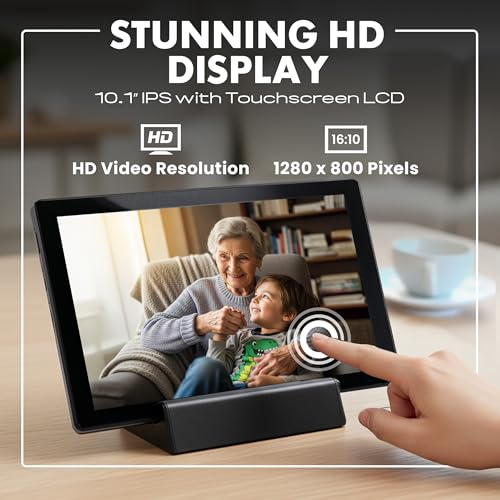 Minolta Smart Photo Frame 10.1 inch - Portable Digital Picture Frame with Built-in Battery, Magnetic Charging Dock, IPS HD Touchscreen, WiFi & Frameo App, 16GB Storage (Black) by Minolta - Used condition - Image 2