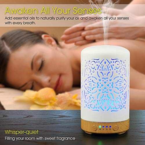 Earnest Living Essential Oil Diffuser White Ceramic Diffuser 100 Ml Timers Night Lights And Auto Off Function Home Office Humidifier Aromatherapy Diffusers For Essential Oils #TOP2