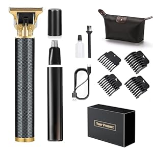 Keposon Hair Clipper Kit, Rechargeable Beard Trimmer with Nose Trimmer, Cordless Hair Clippers for Men with 4 Guides, Professional Hair Cutting Kit for Home Use，Mens Gift