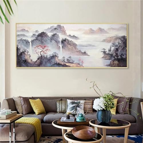 Broderie diamant montagne 90x270cm pour decoration murale de salon