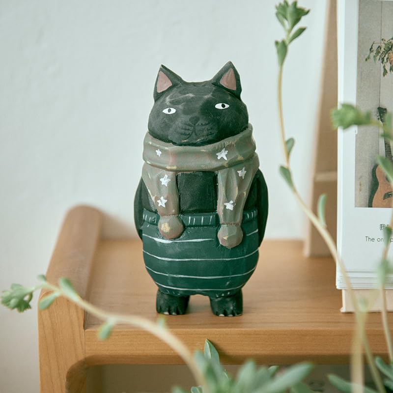 Amazon.co.jp: ハンドメイド猫型木彫りオブジェ | 可愛らしいデザイン