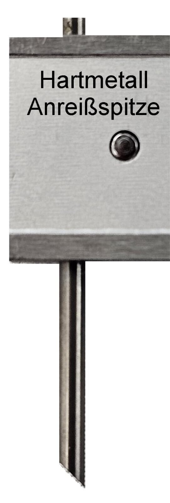 WRS Präz., calibro a corsoio con rullo e vite di bloccaggio, acciaio inox, con punta in metallo duro sostituibile, cromato opaco, scala laser, in astuccio, dimensioni: 200 mm