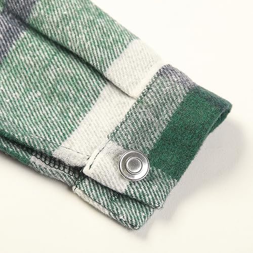 Image of Girls Flannel Plaid Shacket Button Down Long Sleeve Casual Shirt Shackets Fall Jacket Clothes