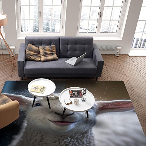 Sheep Area Rug For Bedroom Living Room- Smiling Sheep Cute Plush Animal Contemporary Floor Carpet Comfy Runner Rug Nursery Playmats Home Decor Mat, #TOP3