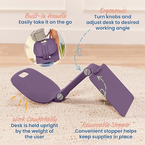 Image of ECR4Kids The Surf Folding Portable Activity Lap Desk, Adjustable, Flexible Seating, Eggplant