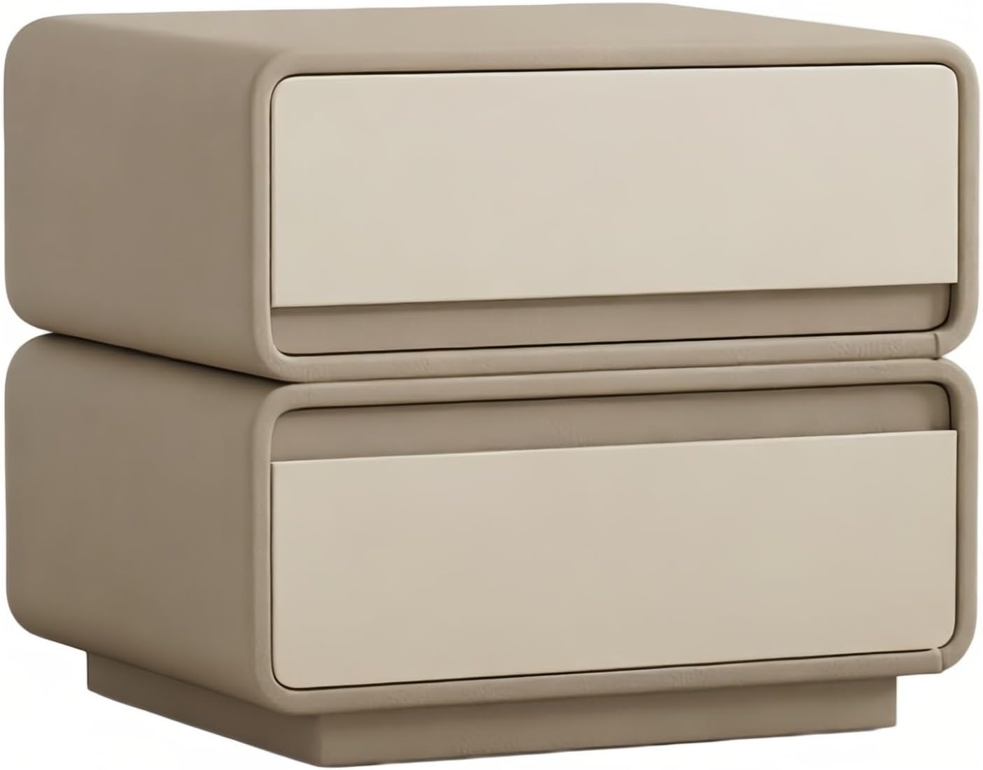 Bed Side Table Nightstand Two Stacked Drawers Soft Surface Integrated Handles for Bedroom Night Stand(Brown,Small)