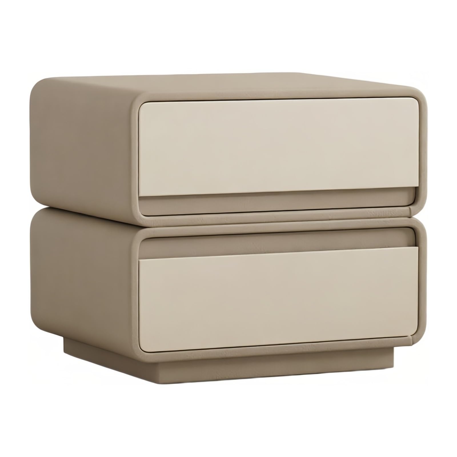 guiling-1986 Bedside Table Nightstand Two Stacked Drawers Soft Surface Integrated Handles for Bedroom Nightstand(Bruin,Large)