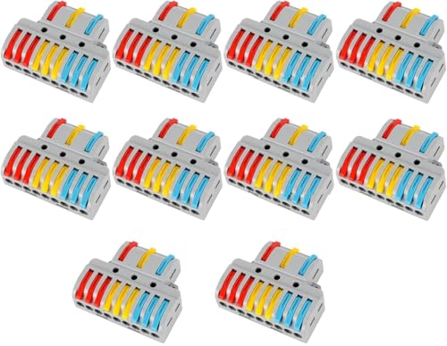Image of ZIVIK 3 in 9 Out Quick Wire Connector, 10 Pcs Push-in Releasable Cable Conductor, Secure & Removable Electrical Connector, Fast Terminal Block Distribution Wire Jointer Cable Conductor Clamp