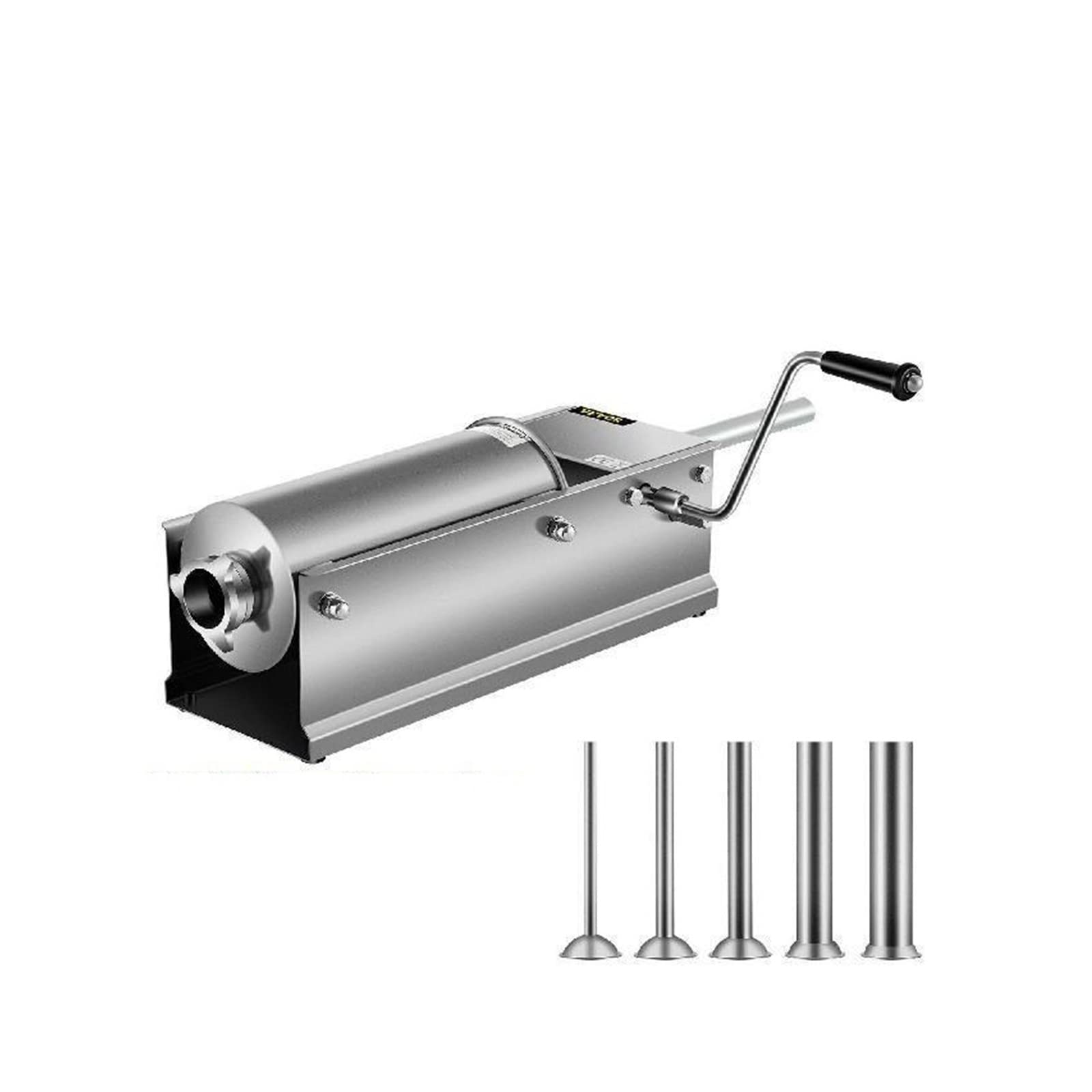 CVFRDD 3L 5L 7L 7.8L Manual Sausage Filler W/ 5 Nozzles Stainless Steel Stuffing Production Machine For Hot Dog Bratwurst(7L 15LBS)