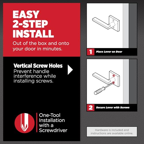 Image of Kwikset Halifax Square Dummy Door Handle, Single Sided Lever for Closets, French Double Doors, and Pantry, Gunmetal Non-Turning Reversible Interior Push /Pull Lever