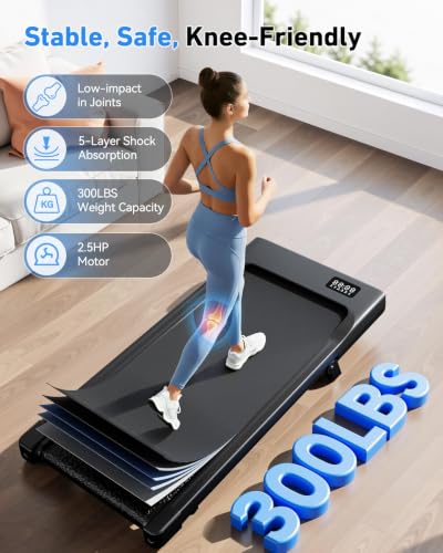 Image of DeerRun Walking Pad with 6% Incline, 3 in 1 Under Desk Treadmill for Home Office & Small Spaces, 2.5HP Quiet Walking Pad Treadmill with 300lb Capacity, 0.6-3.8MPH, App & Remote Control