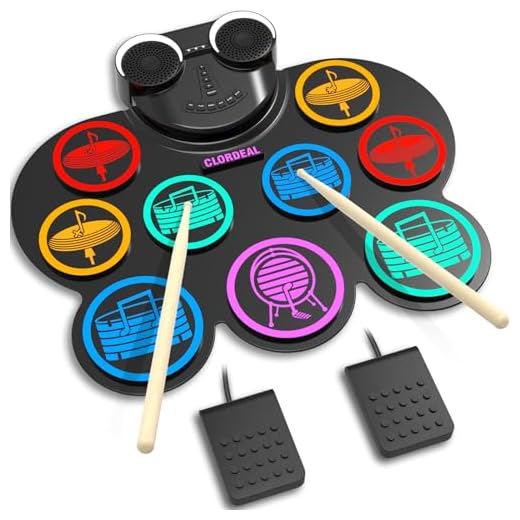 Clordeal Batería Electrónica con Bluetooth y MIDI - 9 Parches de Batería Eléctrica, Altavoces Estéreo Integrados - Batería Recargable - Regalo Ideal de Navidad y Cumpleaños para Niños y Adultos