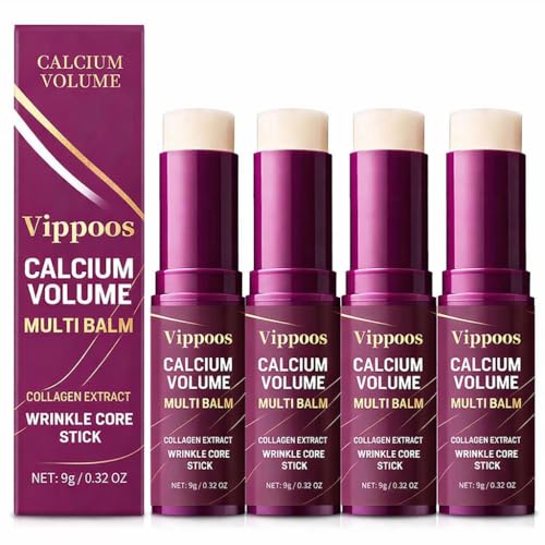 Calcium Multi Balm Stick- Calcium Volume Multi Balm Korean Collagen Hydrating Stick Anti-aging Hydrating Cream Hydration Firm skin Suitable for Face Eyes Neck non-greasy For All Skin Types 4pcs