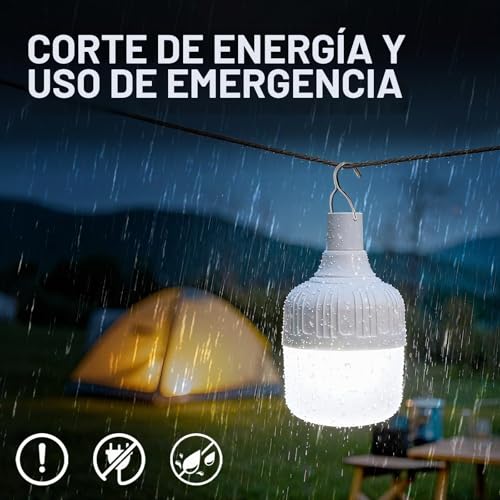 Miniatura 4 de Letour Lámpara Camping Recargable ,5000 Lúmenes Bombilla De Luz Led Portátil Con 5 Modos De Lluminación, Ip45 Resistente Al Agua, 8800 Mah Senderismo Camping Emergencia Al Aire Libre