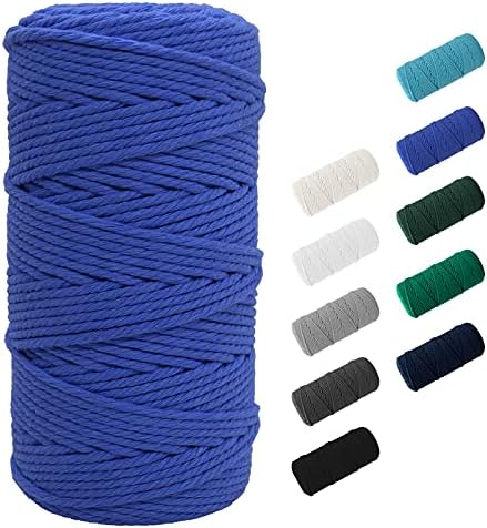 SUNTQ Macrame Cord 4-Strand Twisted Soft Unstained Cotton Rope for Handmade Plant Hanger, Wall Hanging Craft Making, Crafts, Knitting,Decorative Projects Original Color Cotton String Beige