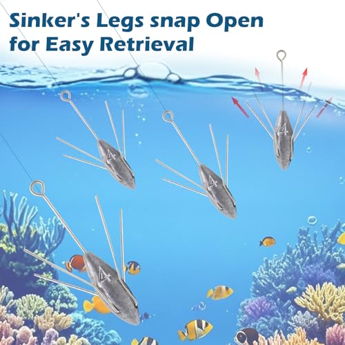 5 Pcs 4oz Sputnik Sinker, Lead Weights Long Tail Fishing Equipment, Weight Surfing Casting Spider Sinkers for Catfish Saltwater Beach Sand Ocean