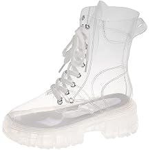 Kluolandi Women's Transparent Boots Lace Up Platform Combat Ankle Boots Waterproof Clear Booties Shoes
