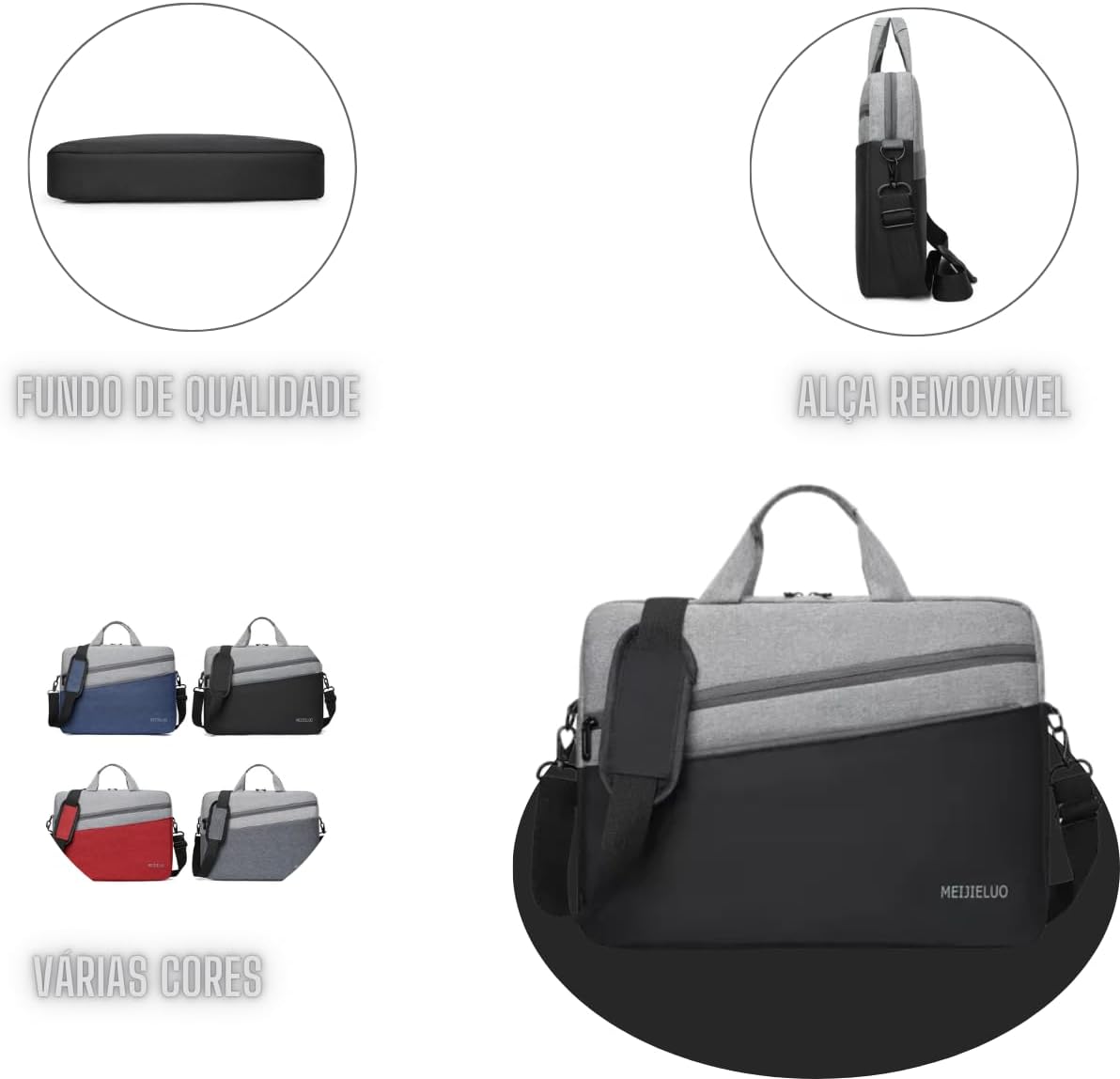 Capa Bolsa Maleta Notebook Com Alça De Ombro Alça De Mão Reforçada Impermeável Divisórias Case Note Bag Estojo Pasta Organizadora Notebook 16 Polegadas 2 Bolsos Externo Faculdade Escola Trabalho