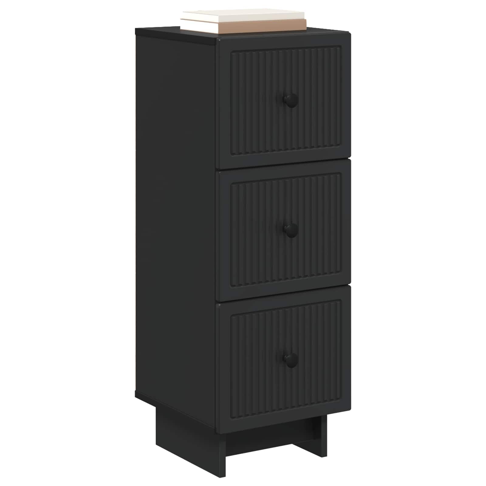Armoire à Tiroirs Noire 33 x 34,5 x 90 cm Bois d'Ingénierie
