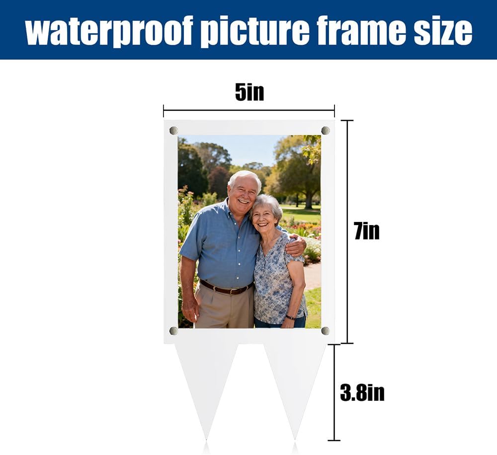 5X7 Waterproof Picture Frame for Grave, Cemetery Decorations for Grave, Grave Decoration for Cemetery, Vertical Clear Outdoor Acrylic Picture Frame for Grave Memorial Sympathy Gifts 2 PCS