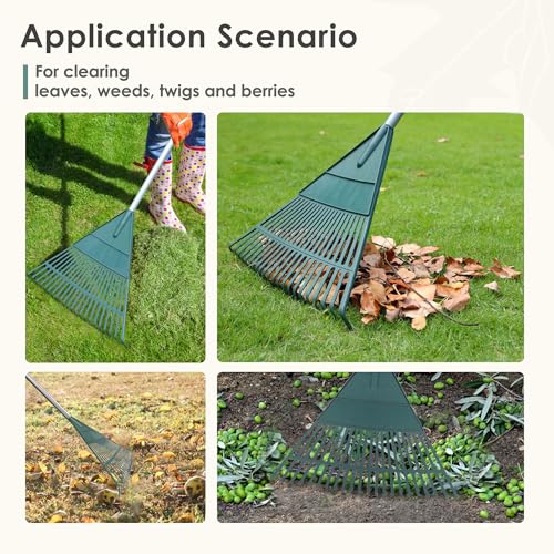 Râteau à feuilles de 55,9 cm pliable avec manche léger pour herbes et débris végétaux - 8