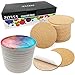 Ceramic Tiles for Crafts Coasters,12 Ceramic White Tiles Unglazed 4-Inch Cork Backing Pads, Use with Alcohol Ink or Acrylic Pouring, DIY Make Your Own Coasters, Mosaics, Painting Projects, Decoupage