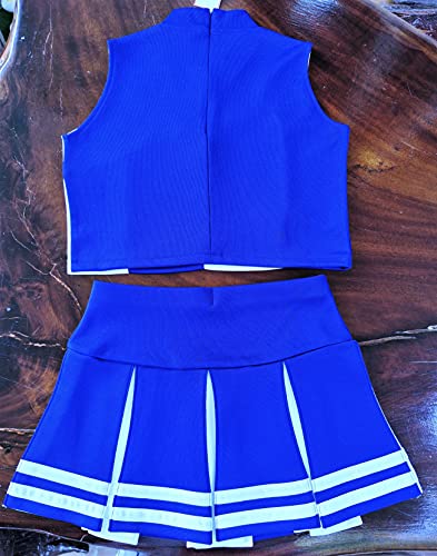 Total 2550 Girls' Cheerleader Cheerleading Outfit Uniform Costume Blue/White (S / 2-5) #TOP2